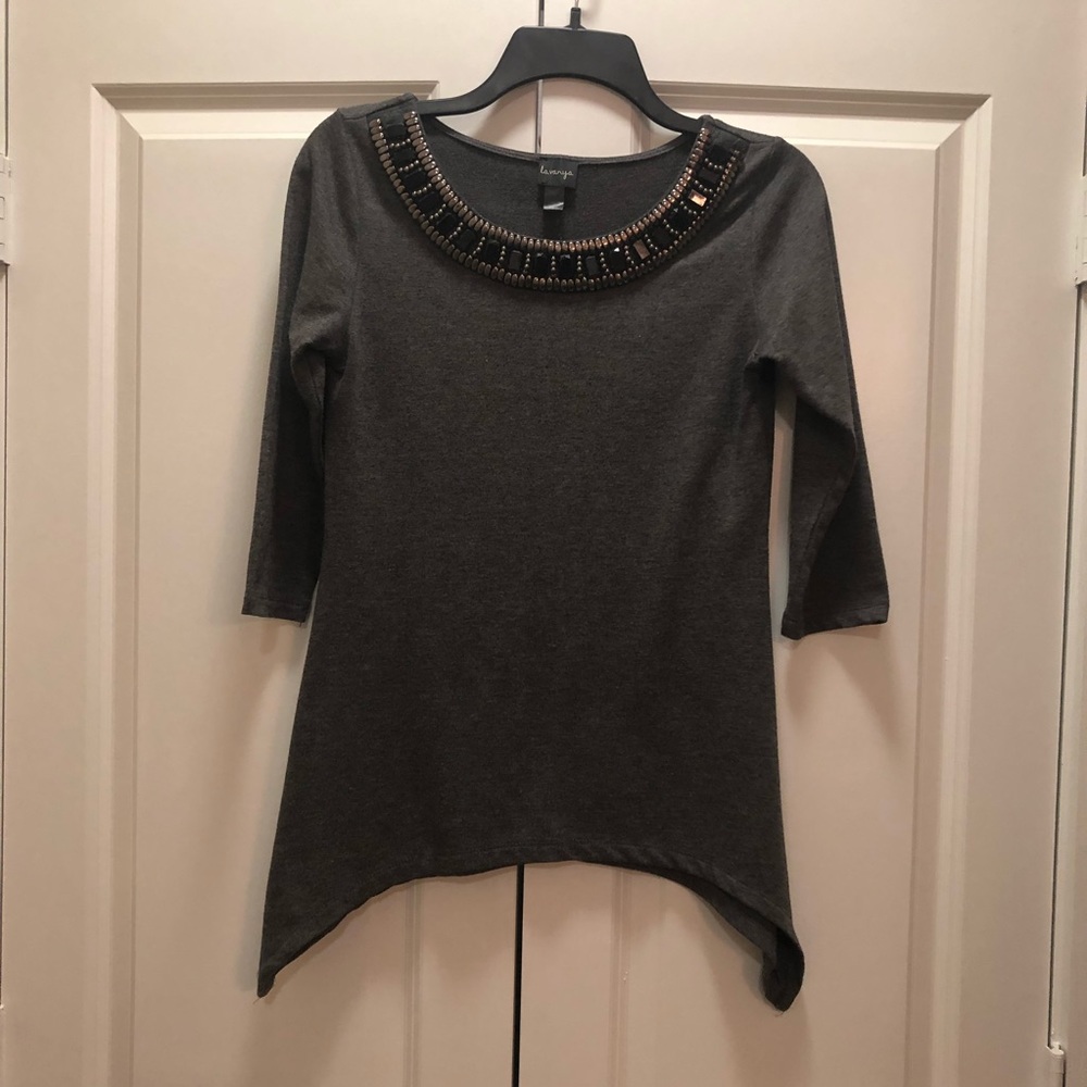 Jeweled Neckline Top